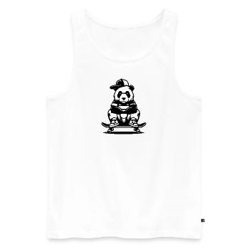 Panda sur skateboard avec casquette - Débardeur bio Premium Homme - blanc - Devant - Michal (187cm)