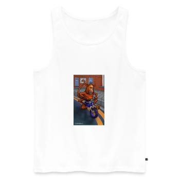 Monkey on a bicycle - Men's Premium Organic Tank Top - white - Front - AI Model Male 178 light (178cm)