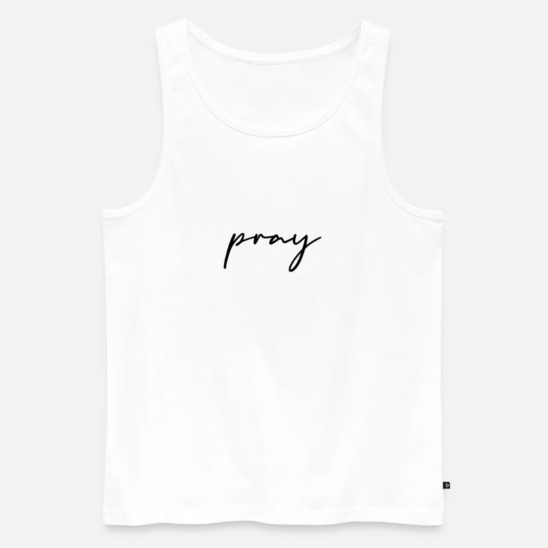 PRAY HANDGESCHRIEBEN - Männer Premium Bio Tank Top - Weiß