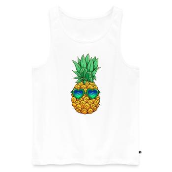 Ananas mit Sonnenbrille - Männer Premium Bio Tank Top - Weiß - Vorne - AI Model Male 178 light (178cm)