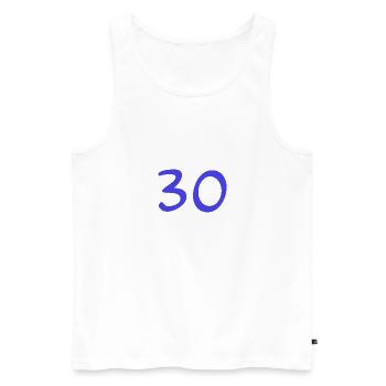 ANNIVERSAIRE. HAPPY BIRTHDAY. JOYEUX ANNIVERSAIRE. - Débardeur bio Premium Homme - blanc - Devant - Michal (187cm)