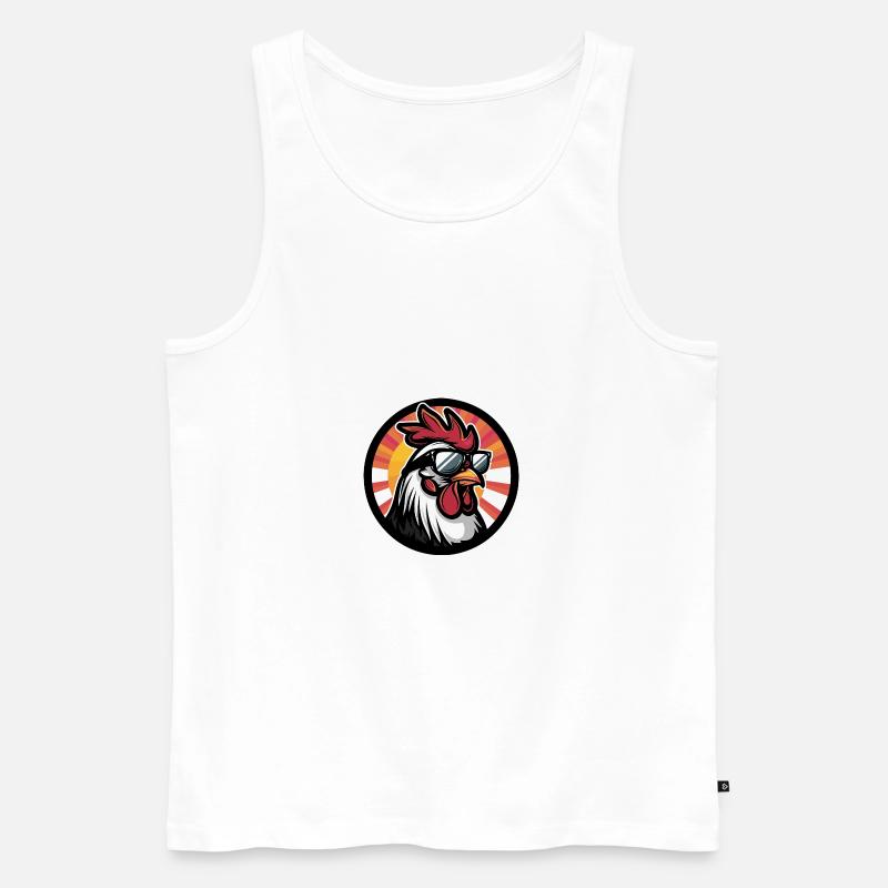 Hahn Comic Cool Sommer - Männer Premium Bio Tank Top - Weiß
