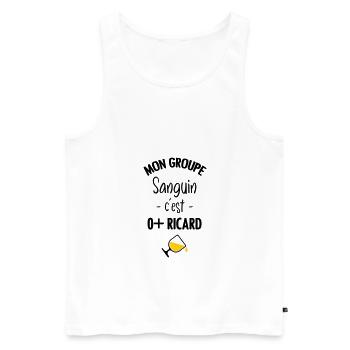 Mon groupe sanguin c'est O+ Pastis - Débardeur bio Premium Homme - blanc - Devant - AI Model Male 178 light (178cm)