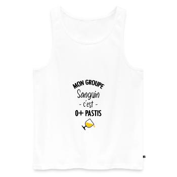 Mon groupe sanguin c'est O+ Pastis - Débardeur bio Premium Homme - blanc - Devant - AI Model Male 178 light (178cm)