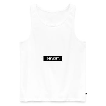 obacht - Männer Premium Bio Tank Top - Weiß - Vorne - Michal (187cm)