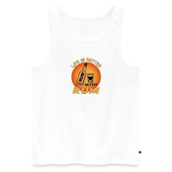 Rum Alkohol Alcohol Saufen Life is Better - Männer Premium Bio Tank Top - Weiß - Vorne - Michal (187cm)