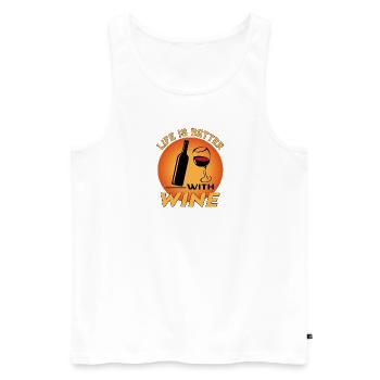 Wine Wein Alkohol Alcohol Saufen Life is Better - Männer Premium Bio Tank Top - Weiß - Vorne - Michal (187cm)