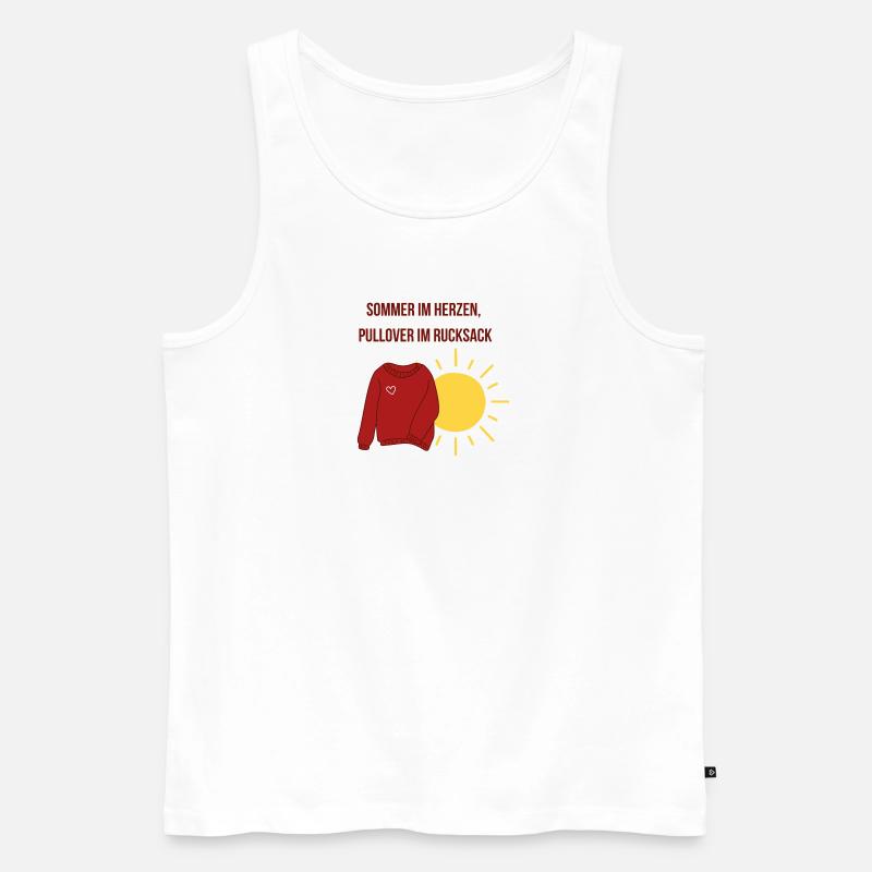 Sommer im Herzen, Pullover im Rucksack - Männer Premium Bio Tank Top - Weiß