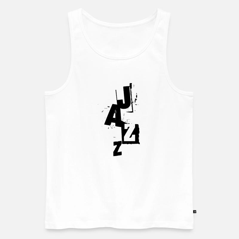 distressed bold jazz music logo - Männer Premium Bio Tank Top - Weiß
