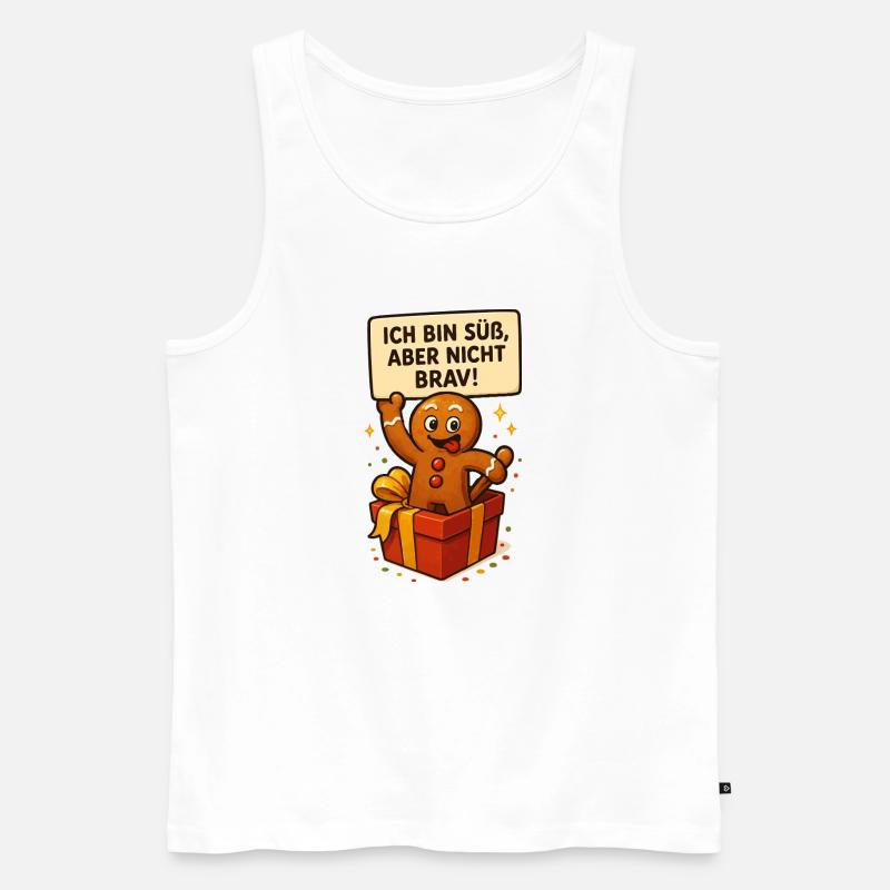Süßer Lebkuchenmann im Geschenk - Männer Premium Bio Tank Top - Weiß