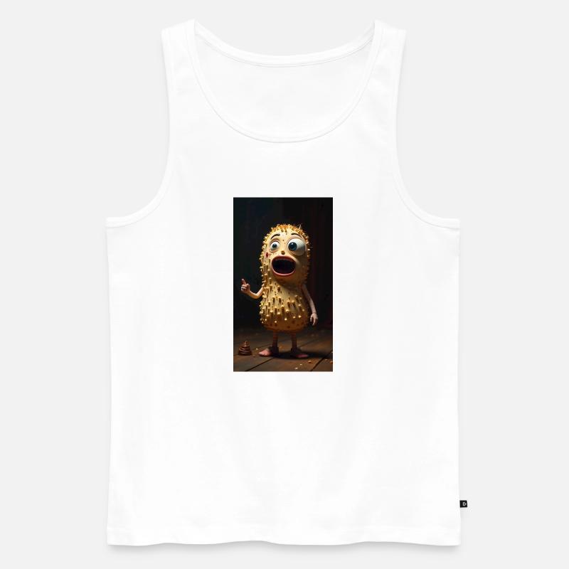 Spiky Peanut Maskottchen - Männer Premium Bio Tank Top - Weiß