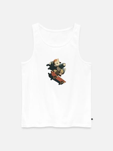 Skateboarding Cat Streetwear - Men's Premium Organic Tank Top - white
