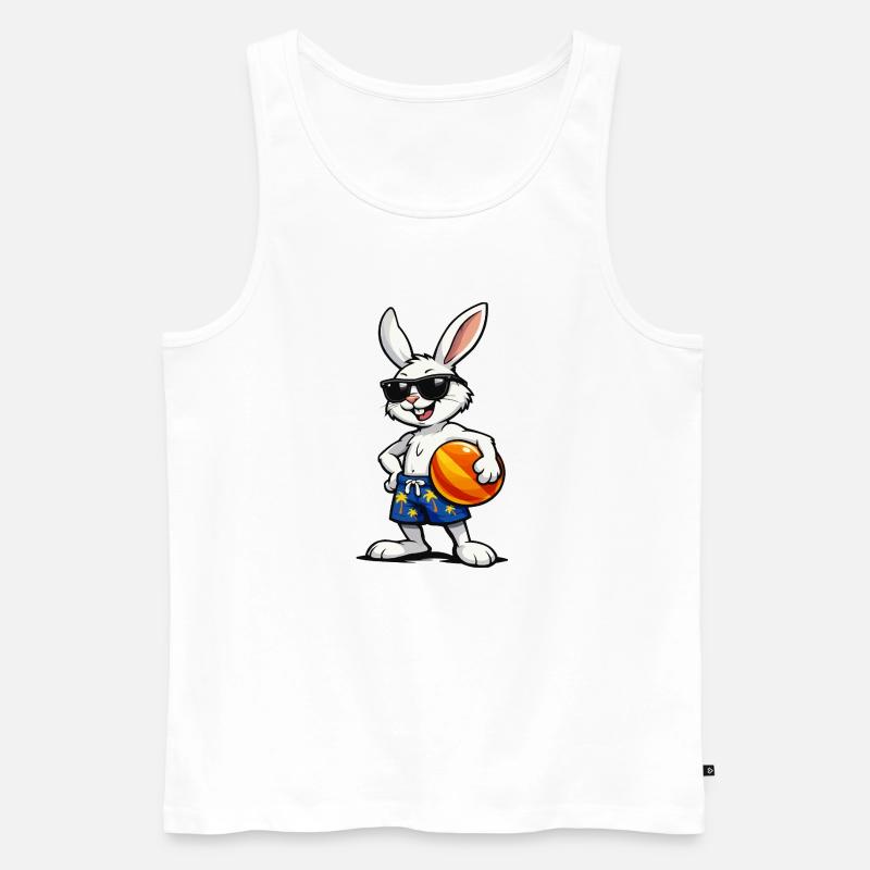 Hase Beach-Vibes mit Ball - Männer Premium Bio Tank Top - Weiß