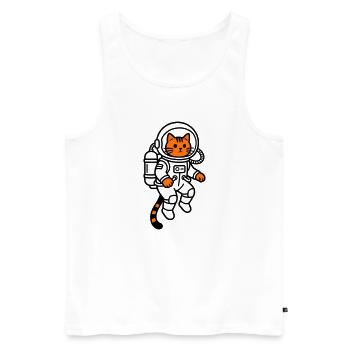 cat in space - Men's Premium Organic Tank Top - white - Front - AI Model Male 178 light (178cm)