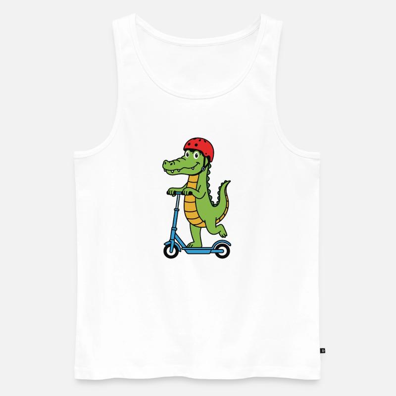 Krokodil auf einem Roller - Männer Premium Bio Tank Top - Weiß
