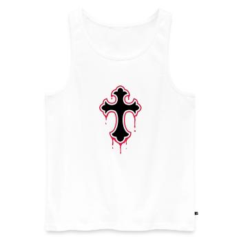 gothic, splatter, cross - Männer Premium Bio Tank Top - Weiß - Vorne - AI Model Male 178 light (178cm)