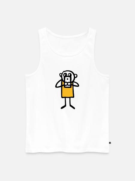 Männchen mit großem Handy - V2 - Männer Premium Bio Tank Top - Weiß