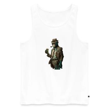 Gangster Mafia Schimpanse trinkt Bier - Männer Premium Bio Tank Top - Weiß - Vorne - Michal (187cm)