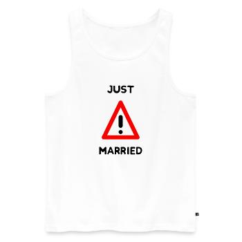 GERADE VERHEIRATET. Junggesellinnenabschied. HEILIGER VALENTIN. PAAR - Männer Premium Bio Tank Top - Weiß - Vorne - Michal (187cm)