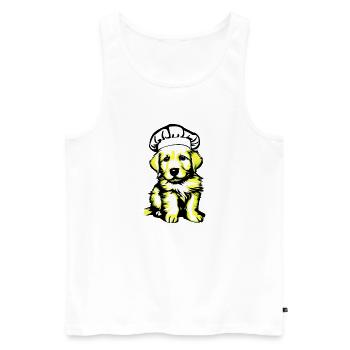 Puppy Cooking Golden Retriever Chiens Restaurateur - Débardeur bio Premium Homme - blanc - Devant - Michal (187cm)