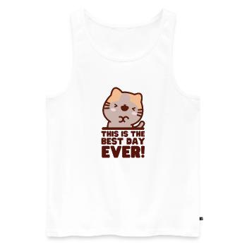 This is The Best Day Ever Cute Kawaii Cat - Men's Premium Organic Tank Top - white - Front - AI Model Male 178 light (178cm)