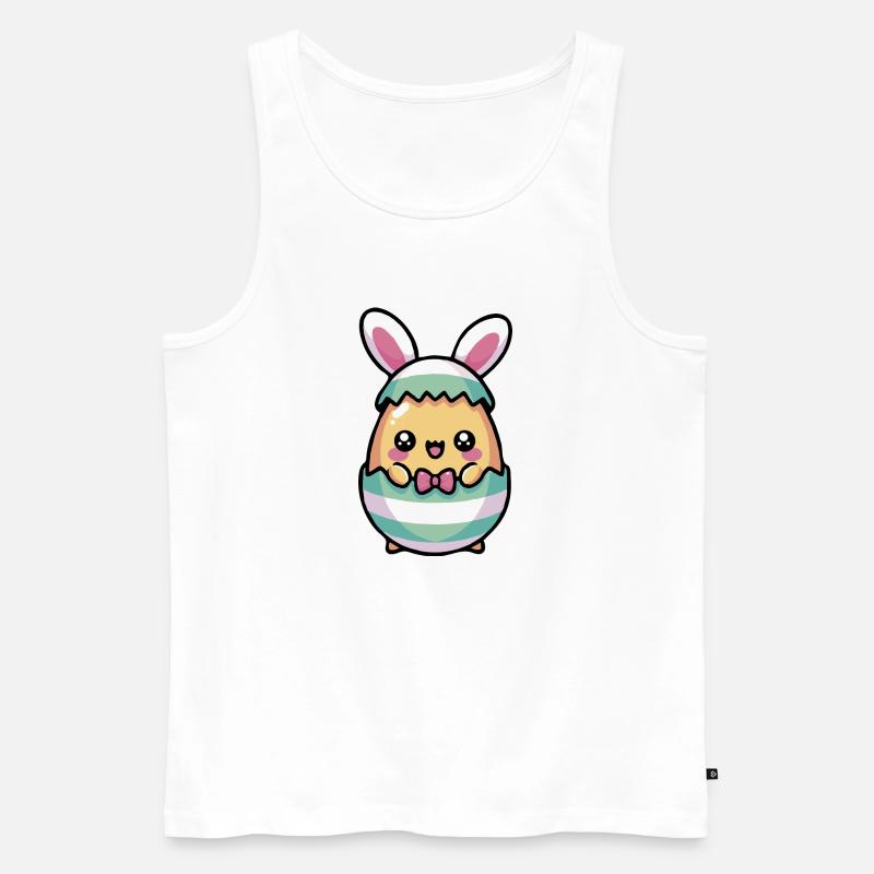 Niedlicher Chibi-Osterhase im Ei - Männer Premium Bio Tank Top - Weiß