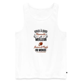 So sieht der beste Rugbyspieler aus - Männer Premium Bio Tank Top - Weiß - Vorne - Michal (187cm)