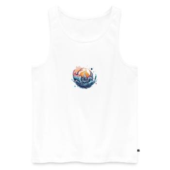 Abstract Waterflow Sun - Männer Premium Bio Tank Top - Weiß - Vorne - AI Model Male 178 light (178cm)