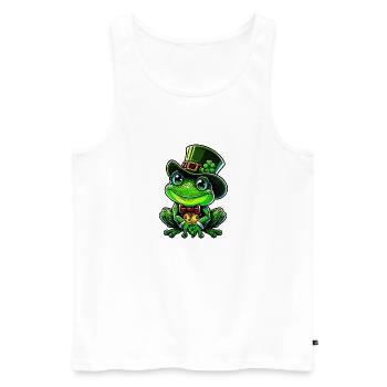 Grenouille joyeuse avec chapeau haut de forme de la Saint-Patrick - Débardeur bio Premium Homme - blanc - Devant - AI Model Male 178 light (178cm)