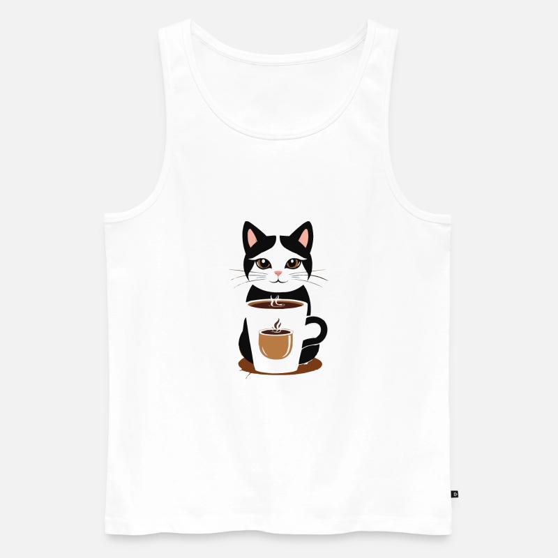 katze kaffee - Männer Premium Bio Tank Top - Weiß