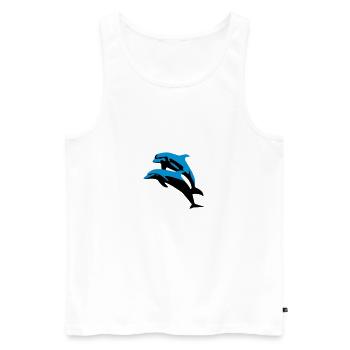Delfin, Delfine - Dolphin - Männer Premium Bio Tank Top - Weiß - Vorne - AI Model Male 178 light (178cm)
