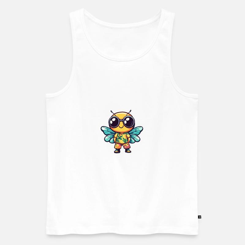 Libelle Comic Urlaub - Männer Premium Bio Tank Top - Weiß
