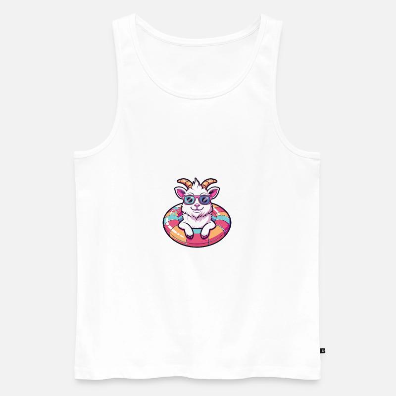 Bergziege Comic Cool - Männer Premium Bio Tank Top - Weiß