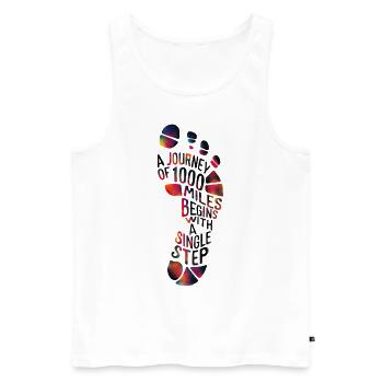 Gehen Gehen Fußabdruck Meilen Schritt Laufen Frauen - Männer Premium Bio Tank Top - Weiß - Vorne - Michal (187cm)