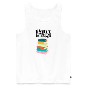 Facilement distrait par les livres Rétro Vintage Lecture - Débardeur bio Premium Homme - blanc - Devant - Michal (187cm)