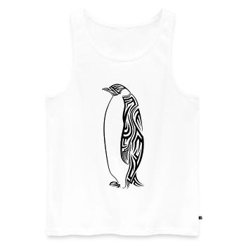Penguin Tribal Tattoo - Men's Premium Organic Tank Top - white - Front - Michal (187cm)