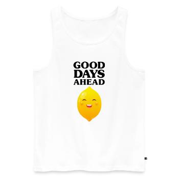 Gute Tage vor uns - Positivity Lemon Summer - Männer Premium Bio Tank Top - Weiß - Vorne - Michal (187cm)