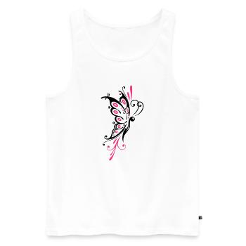 Big filigree butterfly, wings, girlie Tattoo style - Men's Premium Organic Tank Top - white - Front - AI Model Male 178 light (178cm)