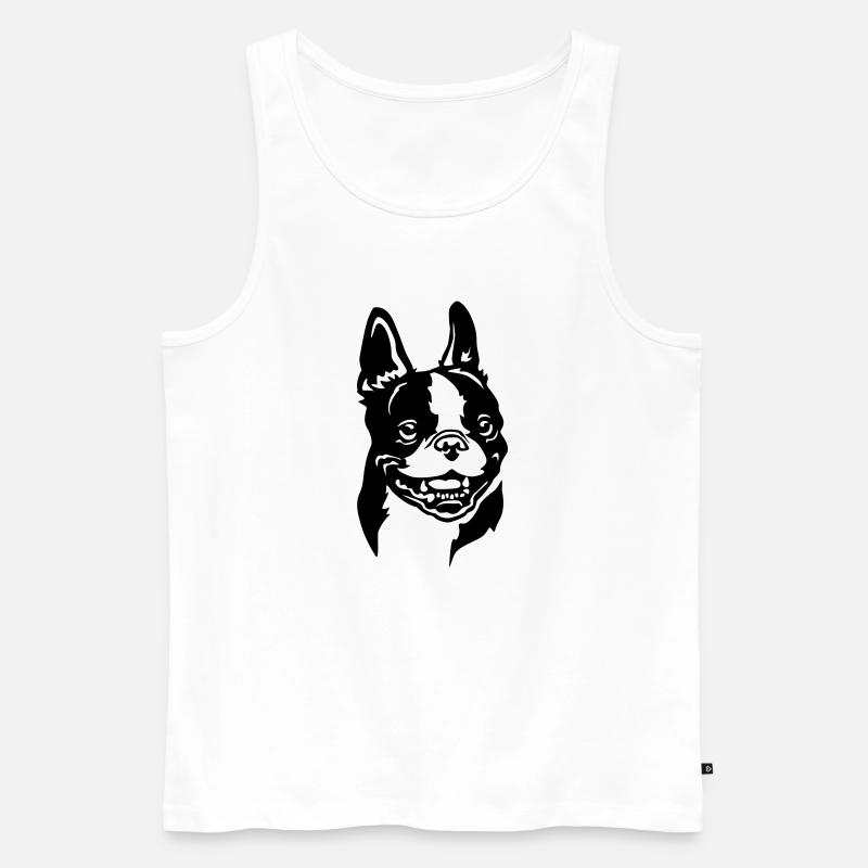 Boston Terrier Kopf - Männer Premium Bio Tank Top - Weiß