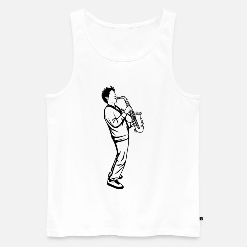 Saxophon Junge - Männer Premium Bio Tank Top - Weiß