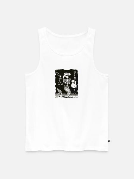Skeleton Mermaid Guitar - Men's Premium Organic Tank Top - white