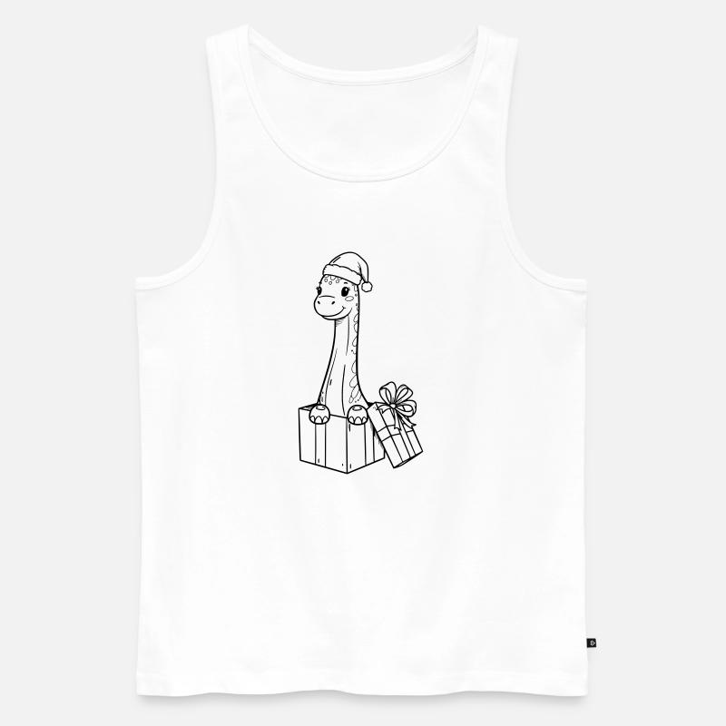 Weihnachts-Giraffe mit Geschenken Illustration - Männer Premium Bio Tank Top - Weiß