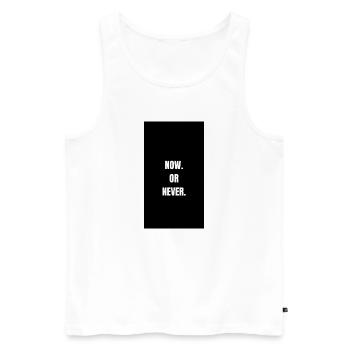 Now or Never - Grosse faute de frappe - Débardeur bio Premium Homme - blanc - Devant - AI Model Male 178 light (178cm)