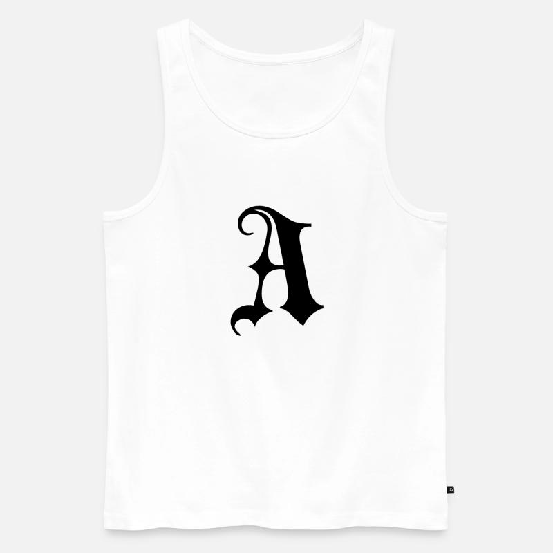 Verziertes Gothic Ein Monogramm - Männer Premium Bio Tank Top - Weiß