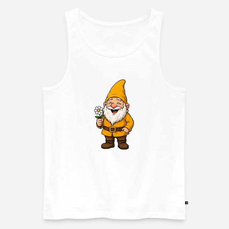 Fröhlicher Blumenwichtel - Männer Premium Bio Tank Top - Weiß
