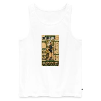 Der Sportler – Immer in Bewegung - Männer Premium Bio Tank Top - Weiß - Vorne - Michal (187cm)