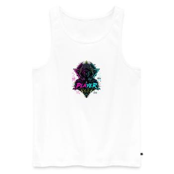 Player Neon Gamer Mask – No Limits - Männer Premium Bio Tank Top - Weiß - Vorne - Michal (187cm)