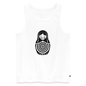 Matriochka Maroussia - Débardeur bio Premium Homme - blanc - Devant - Michal (187cm)