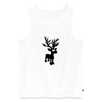 mignon orignal caribou cerfs renne Rudolph Norvège - Débardeur bio Premium Homme - blanc - Devant - AI Model Male 178 light (178cm)