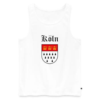 Coat of arms of Cologne with black lettering - Men's Premium Organic Tank Top - white - Front - AI Model Male 178 light (178cm)
